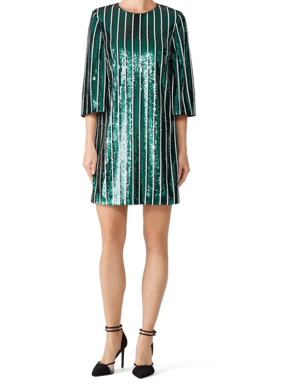 Badgley Mischka Striped Sequin Sheath Mini Dress